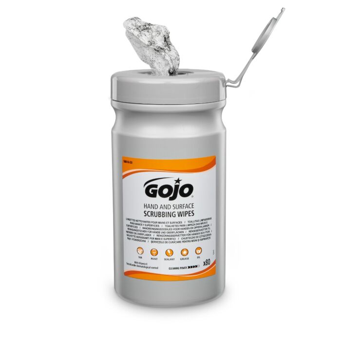 GOJO Hand and Surface Scrubbing Wipes, Can 80CT (case of 6)