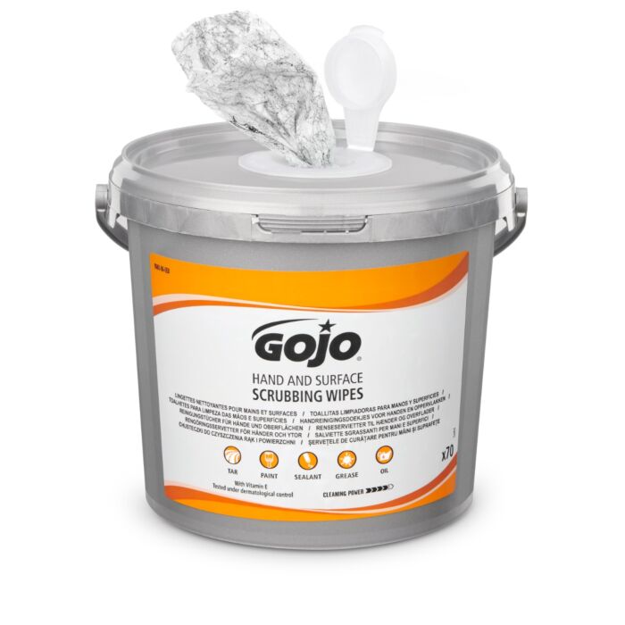 GOJO Hand and Surface Scrubbing Wipes, Bucket 70CT (case of 6)