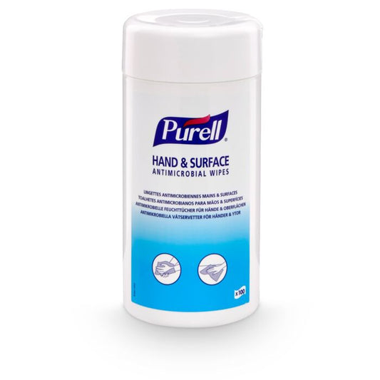 PURELL Hand & Surface Antimicrobial Wipes - Canister - 100 (case of 12)