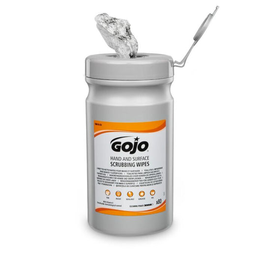 GOJO Hand and Surface Scrubbing Wipes, Can 80CT (case of 6)